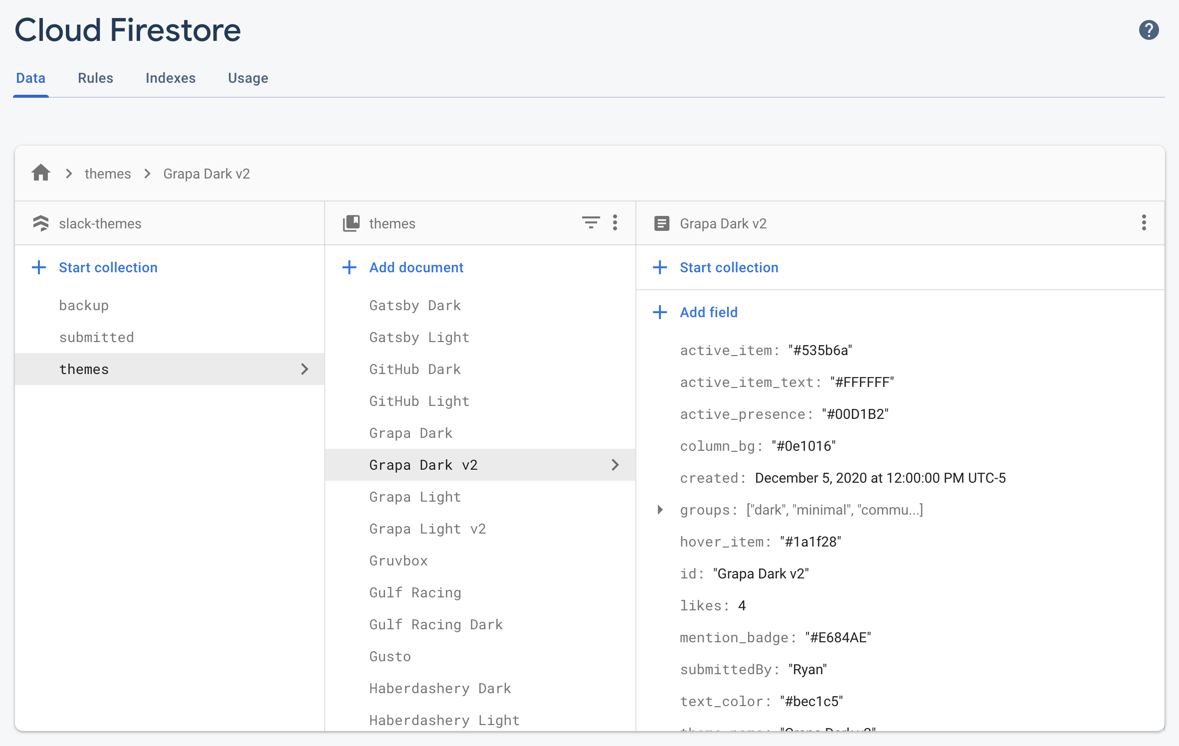 Data inside Firestore